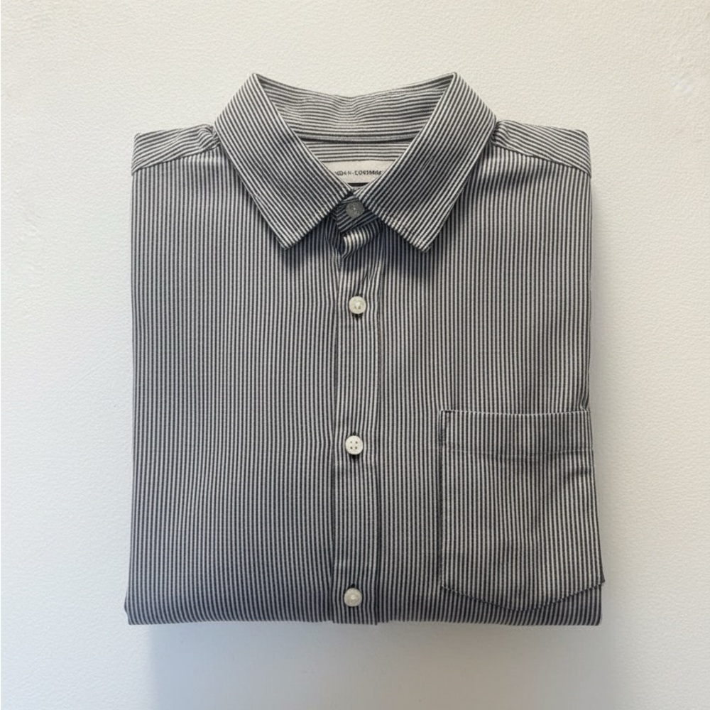Club Monaco Blue and White Pinstripe Dress Shirt Regular Fit